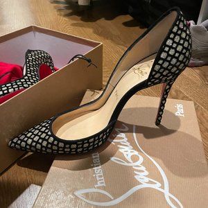 Christian Louboutin Iriza 100 Glitter Floque Suede size 37